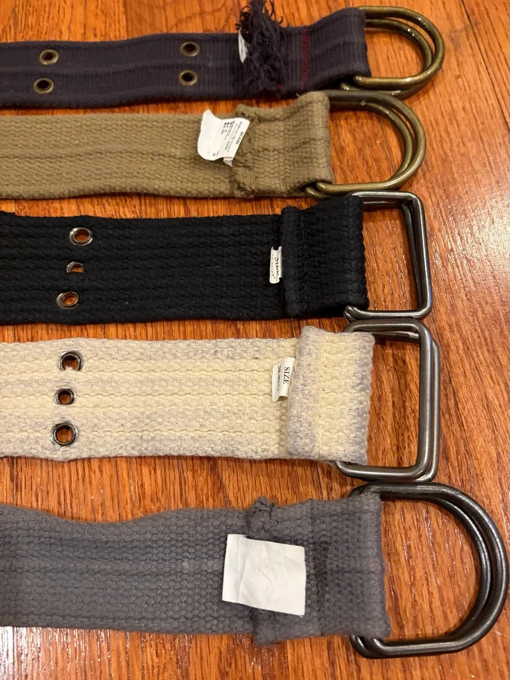 5 Canvas Men’s Webbing Belts- Black, Gray, Tan, Cream, Navy